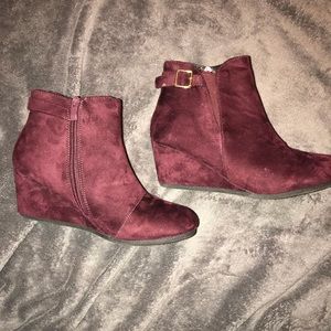 Maroon Suede Booties
